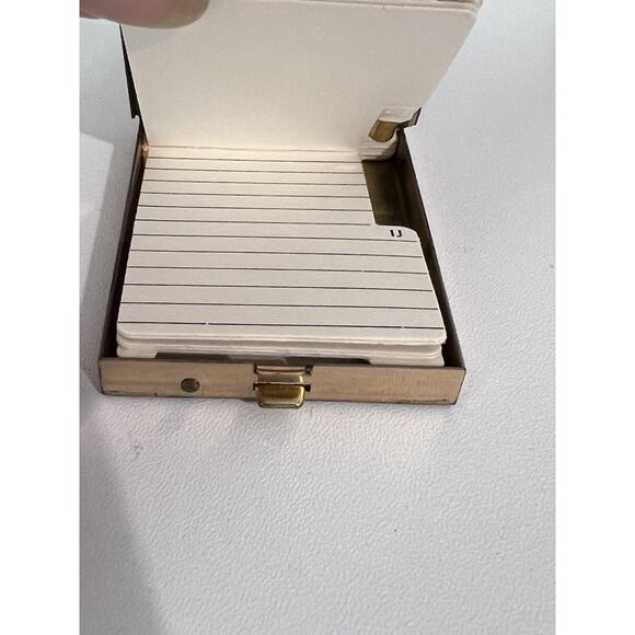Vintage MCM Mini Brass Plated Pocket Rolodex Butterfly Flower Unused - Picture 5 of 5